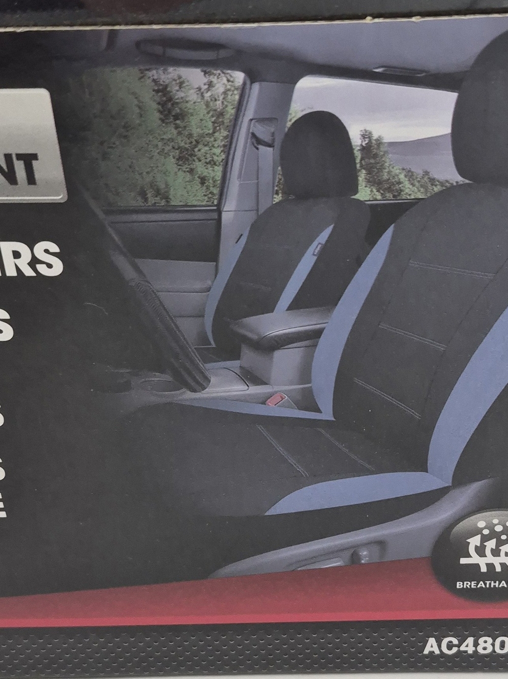 Black and Blue Chambray Car Seat Covers - Front Set